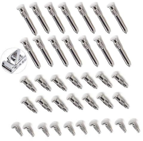 ArrErr Rachet Gürtelstifte, Ersatzschraube, Seitennieten, Nagelstifte für Ledergürtel, Schiebe-Automatik-Schnalle, Reparaturteile, Hardware-Komponenten, 38 Stück, silber, L:3 * 15.3mm/0.11 * 0.6in,.