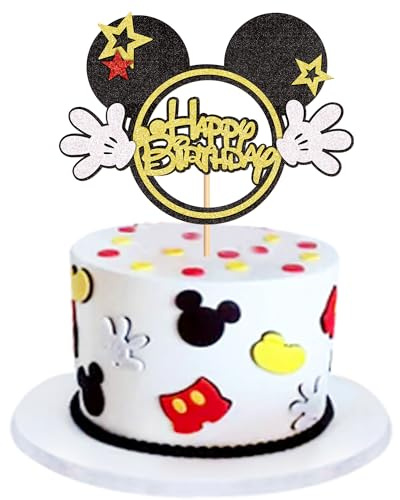 Blumomon 1Pcs Glitter Mouse Cake Topper Mouse Cake Decorations，Baby Shower Cake Topper for Boy Birthday Party Decorations Baby Shower Party Decoration Supplies