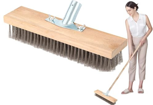 Cepillo de escoba para exteriores, cerdas rígidas descalcificadoras, cepillo de ducha de cerdas | Cepillo de eliminación de musgo de mango largo de acero inoxidable para piscina