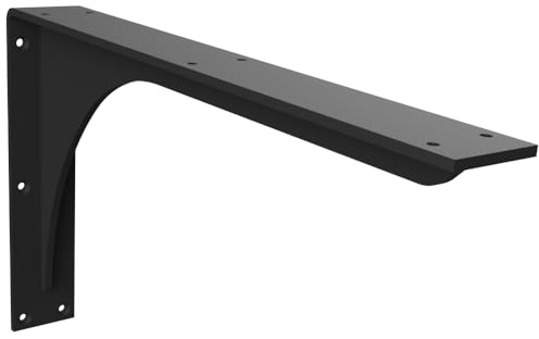 Iron Supports Front Mount Heavy-Duty Countertop L Bracket - Steel Mounting Support Bracket for Knee Walls, Kitchen Island Countertops, Breakfast Bars (Matte Black - 20 Deep x 12 High)