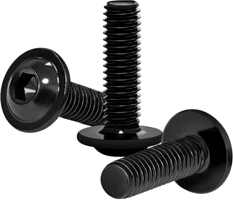 HONPHIER 30 Piezas M6 x 20mm Tornillos Allen Tornillo a Máquina Acero Inoxidable Tornillo de Cabeza Alomada con Brida Y Hexágono Interior, Negro