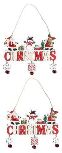 Cabilock 2piezas Letrero De Bienvenida Navideño De Madera para Puerta Cartel Colgante Decorativo De Navidad Diseño De Viejo Muñeco De Adorno para Hogar y Jardín