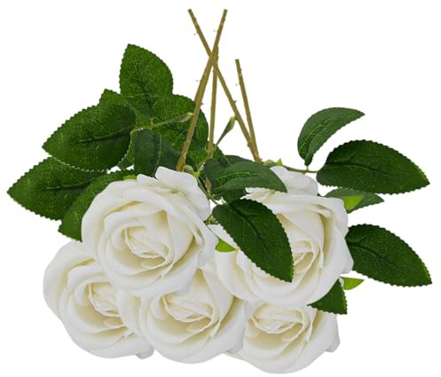 Generisch Wachsrosen Flannelette-Rosen-Imitationsblumen-Perlenrosen-Wand-Hochzeitszubehör-dekorative Blumen Lianen Dekoration (White, One Size)