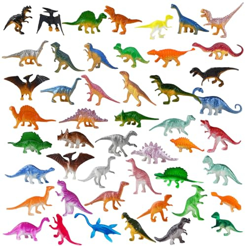 anyìshwu 48 Pezzi Mini Dinosauri Giocattoli,Realistico Bambini Figure Dinosauri,Animali Plastica Dinosauro Set