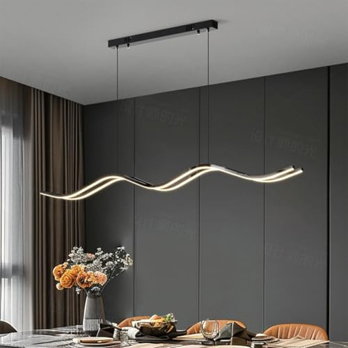Bellastein LED Pendelleuchte esstisch Esszimmerlampe Moderne Hängelampe Schwarz Dimmbar mit Fernbedienung Hängeleuchte Linear design Esstischlampe hängend für Esszimmer Küche büro (L100cm)