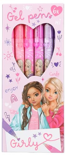 Depesche 12191 TOPModel - Girly Gel Pen Set in Pink and Purple, with 6 Pens in Glitter Colours for Writing and Decorating