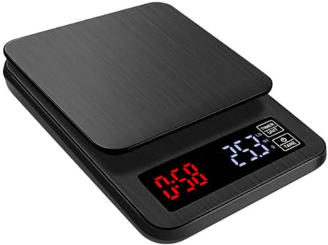TOPBATHY 5kg Báscula Digital De Cocina Con Temporizador Electrónica De Precisión Negro Sin Pilas