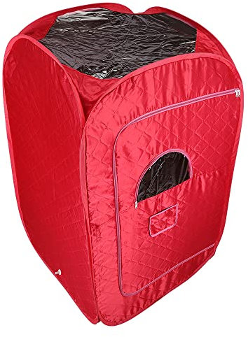 Ångbastu och kabin 2 L, 1 000 W, fyra lager, isolerande, bärbart bastutält och bastuånggenerator för bastubad, avgiftning, kroppsterapi (röd)