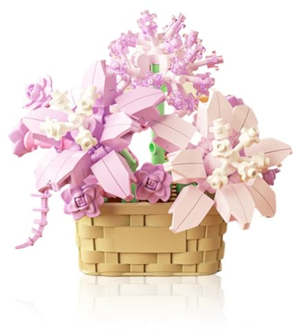Mini Flowers Building Block Set,Flower Blocks Toys,Plants and Succulent Toys,Building Block Flowerpot，Botanical Collection Birthday Gift for Girls Boys Adults Kids Ages 6+ (Violet 201Pcs)