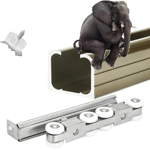 Kit de Rails Pour Porte De Grange Coulissante WLCGYD, 9 8 7 6 5 4 3 2 1 M, Extérieur, Rail De Porte Escamotable, Pour 1 Pivot/bois/porte Pliante Jusqu'à 400 Lb(C,2ft/61cm)