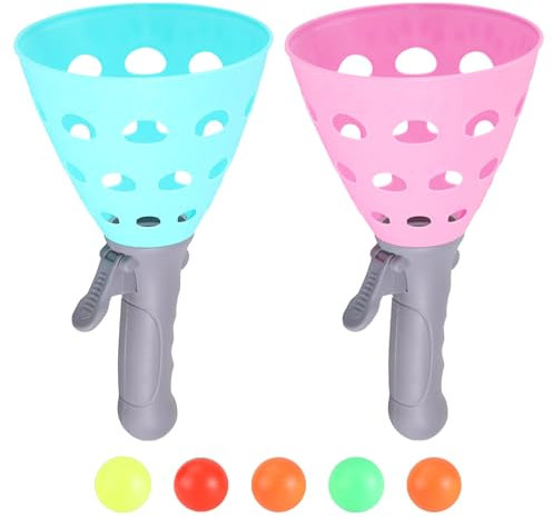 Falafoty Pop and Catch Ball Game Set with 5 Balls and 2 Catch Launcher Baskets, Outdoor Indoor Toss Ball Game Activities, Lawn Campground Summer Beach Party Sport Toys for Kids 3-12+ & Adults