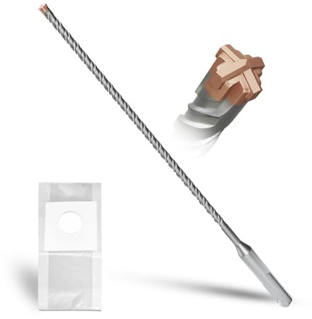 METOTY Broca SDS Plus de 6 mm × 260 mm, con 4 cuchillas de carburo, cabeza con revestimiento, broca para piedra, broca martillo, broca para hormigón, para piedra, hormigón, piedra natural, pared de