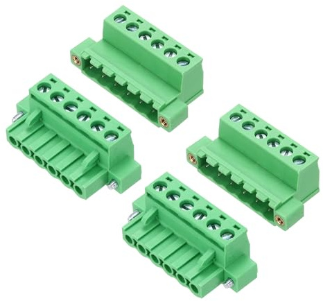 sourcing map 2Set PCB Terminal Block, 300V 10A Male&Female 6 Pin 5.08mm Distance PCB Screw Mount Terminal Block Connector 40 x 15 x 29 mm for Electronic Projects, Green