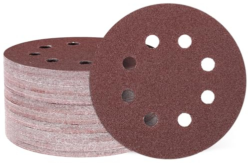 QUARKZMAN 150 Stück Schleifpapier 125mm 5 Zoll Schleifscheiben 8 Löcher 40 Körnung Klett-Schleifpapier Exzenterschleifer Pads für Holzbearbeitung Automobil Metall