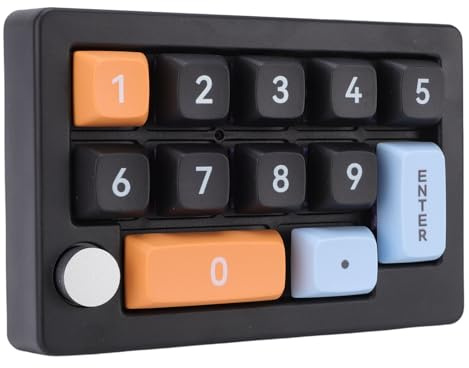 Bewinner Wired USB Numeric -Tastatur, EIN Handmakro -mechanische Tastatur, 12 RGB LED Hintergrundbeleuchtung, 12 Taste Multifunktions DIY Programmier für Office Gaming (Black)