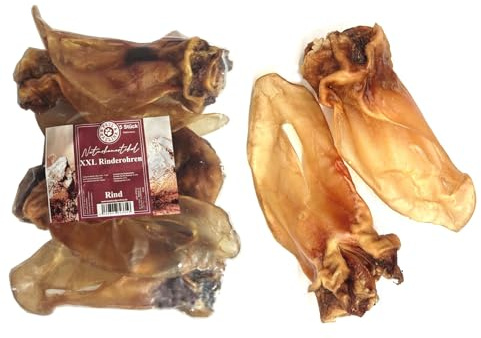 Paul & Paulina Rinderohren XXL luftgetrocknet 5 Stück I ohne Chemie vom Fell befreit - somit EIN reines Naturprodukt und eine fettarme Alternative zu Schweineohren