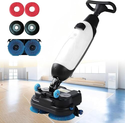 ZHPPED Autolaveuse compacte Professionnelle avec réservoirs séparés de 4 L et 6 L, brosses de Nettoyage motorisées de 45 cm (18 Pouces), sans Fil et alimentée par Batterie 36 V. A White