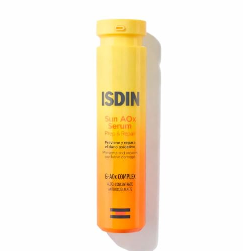 ISDIN SUN AOx Serum, Serum facial antioxidante para antes y después de la exposición solar, 30ml