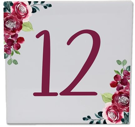 SECONDOTE Numero Civico Esterno Personalizzato in Ceramica 10x10 cm | Mattonella Personalizzata con Numero, Resistente e Moderna - Decorazione Flower Made in Italy