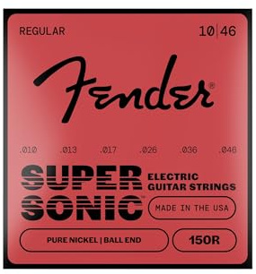 Fender Original 150 Electric Guitar Strings, Pure Nickel Wound, Ball End, 150R .010-.046 Gauges, (6)