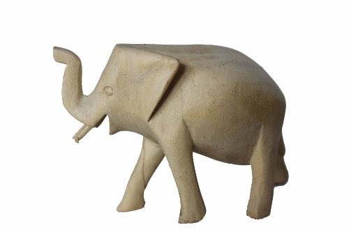 Naturesco Holzfigur Schnitzfigur Elefant 10 cm - echte Handarbeit