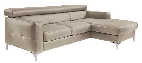Mivano Ecksofa Sammy, Schlafsofa in Lederimitat mit Bettkasten und Kopfteilverstellung, 227 x 74 x 187, Kunstleder, hellbraun