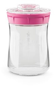 KEFIRKO Kefir Maker Starter Kit 900ml | All-in-One Fermenter for Homemade Milk & Water Kefir | Easy-to-Use Glass Jar with Strainer Lid & Airflow Cover | BPA-Free Materials - Pink