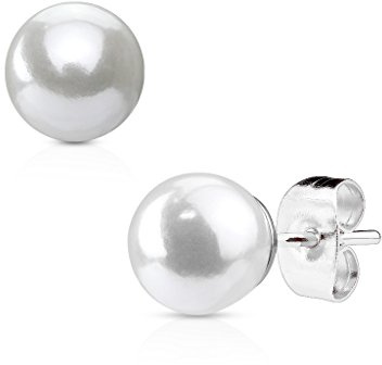 beyoutifulthings Damen 1 Paar Ohringe Ohr-ringe Set Ohr-stecker Edelstahl Chirurgenstahl 3-7 mm Perle perlmut
