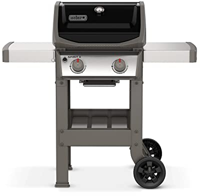 Weber Spirit II E-210 GBS Barbecue a Gas, 2 Bruciatori, Griglia di Cottura 51 x 46 cm, Termometro sul Coperchio, Ripiano Laterale Sinistro Laterali Ripiegabile, 4 Ruote, Nero/Grigio