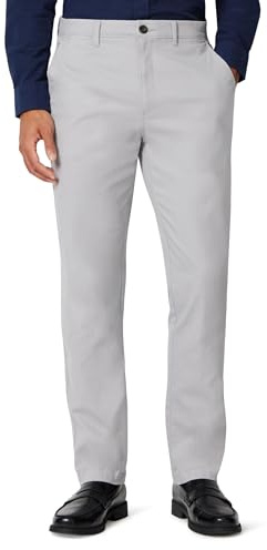 Amazon Essentials Men's Lediga stretchiga chinos atletisk passform (finns i Big & Tall), Ljusgrå, 34W / 31L