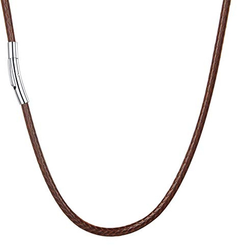 U7 Lederband für Ketten Herren Damen 2mm/3mm Schwarz/Braun mit Edelstahl Verschluss 41cm/46cm/51cm/55cm/61cm/66cm/71cm/76cm