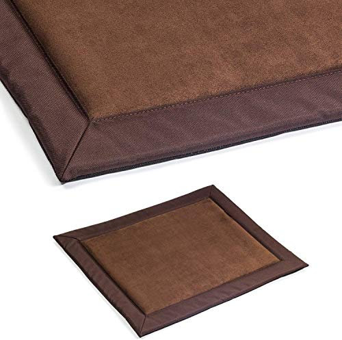 Premium Hundematte | Schlafmatte für Hunde | Hundebett, Hundekissen, Hundeliege, Matte für Haustier | Elegant Hundedecke für Zuhause Unterwegs oder im Auto | Braun (Wildlederimitat) / XXL