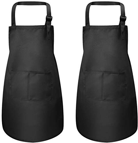 2 Stück Kinderschürze mit Taschen, verstellbar, für Kinder, Kochschürze, für Jungen, Mädchen, Kleinkinder, Kochschürze, Künstlerkinder, Schürze für Handwerk, Malerei, BBQ (7-13 Jahre)