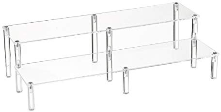 BYCY 2 Tier Clear Acrylic Display Stand Cupcakes Holder, Dessert Display Riser for Great Event, Birthday Party, Wedding Party ( 1 Pack - 16 X 6.9 X 4.25 )