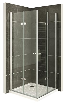 i-flair Duschkabine EMMA mit Falttüren 70x90 cm Höhe: 180cm, Eckduschkabine Falttürkabine aus durchsichtigem 6mm NANO ESG Sicherheitsglas - DK99