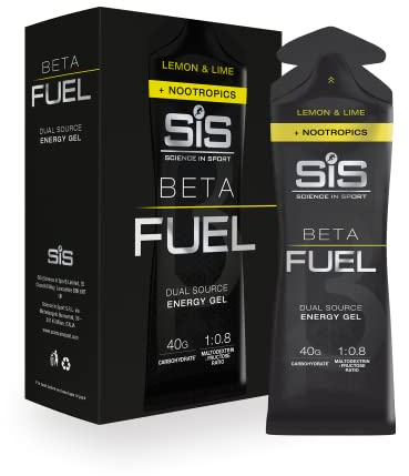 Science in Sport BETA Fuel Gel + Nootropica Gel 6 x 60ml Zitrone und Limette - Energiereiches Kohlenhydrate Gel mit 40g Kohlenhydrate, Energy Gel für Ausdauersportler