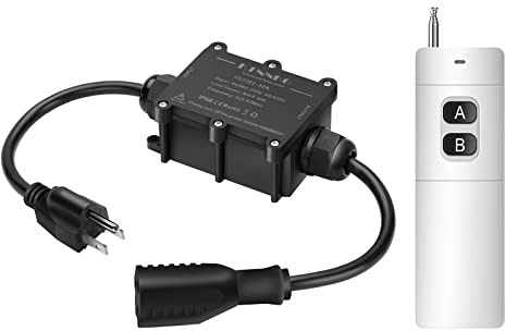 KTNNKG 20-30 amp Waterproof Remote Control Power Switch with Long Range Remote,Outdoor Weatherproof Smart Outlet,ac 90-250V