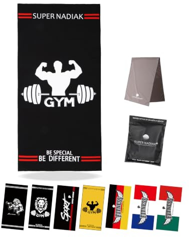 super NADIAK Asciugamano Palestra in Microfibra Ultra Assorbente Telo Sportivo per Fitness, Sala Pesi, Yoga - Uomo/Donna - Rapida Asciugatura - Design Moderno (50x100 cm)