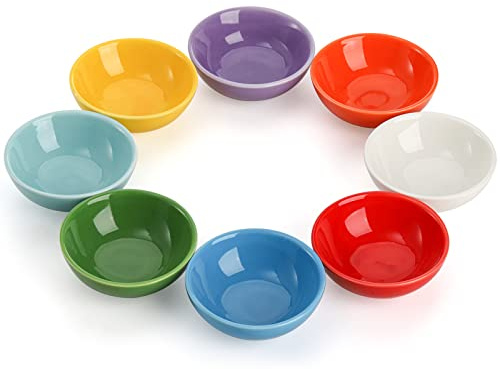 ZENFUN Set of 8 Ceramic Pinch Bowls Set, 3.5 Oz Porcelain Round Sauce Dipping Dishes, Mini Terracotta Dessert Bowls, Condiments Bowls in Bulk for Kitchen, Cooking Prep, Parties, Decor, Sushi