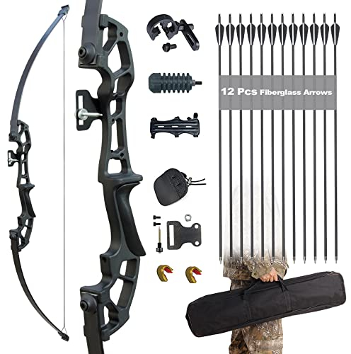 Recurvebogen Pfeil und Bogen Erwachsene Set 30lb 40lb Sportbogen Anfänger Rechtshänder Bogenschießen Jagd Langbogen mit 12 Pfeil（40 LBS, Schwarz）