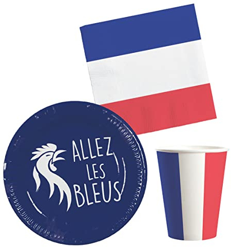 Boland - Frankeich Party Set, Papierteller, Papierbecher, Papierservietten, Allez le Bleus, WM