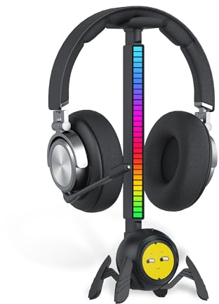 KIWIFOTOS Schreibtisch-Kopfhörer-Aufhänger, Kopfhörerständer Spider Design Headset Halter mit RGB Licht PC Gaming Zubehör für Schreibtisch Kopfhörerhalterung