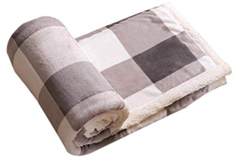 Gitterdecke, Heimtextilien, Winter, warme Wolle, Bett, Sofa, Gittermuster, Plüsch, dick, weich, Reisedecke (grau kariert)