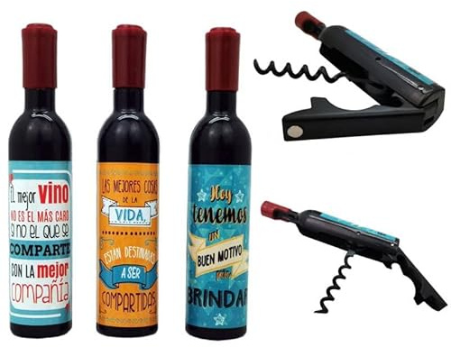 Lote 20 Sacacorchos Magnético para Botellas personalizado con FRASES en Caja Kraft - Detalles Bodas Hombres Mujeres Unisex Baratos