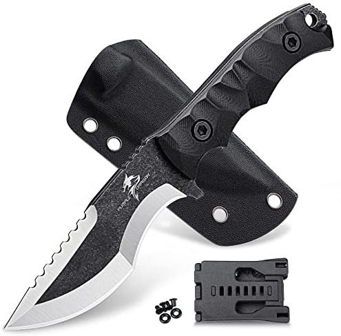 Purple Dragon Outdoor Messer mit Kydexscheide,Jagdmesser Feststehende Klinge Full Tang Messer für Camping Wandern Bushcraft Survival,Geschenk für Männer Sammlung