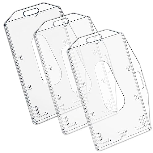 vgggrd 3 Stück Ausweishüllen, ID Kartenhalter, Transparente Kartenhalter mit Daumenausschub, Strapazierfähiger Ausweishalter, Horizontaler und Vertikaler, Hartplastik für Ausweise, Kreditkarten