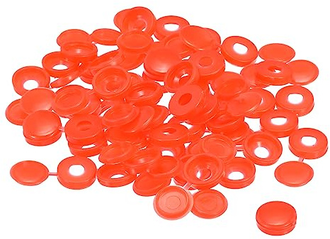 sourcing map 200Pcs 5mm Hinged Screw Cover Caps Plastic Fold Screw Snap Covers Washer Flip Screw Protection Cover for M3 M4 M5 Screws, Red