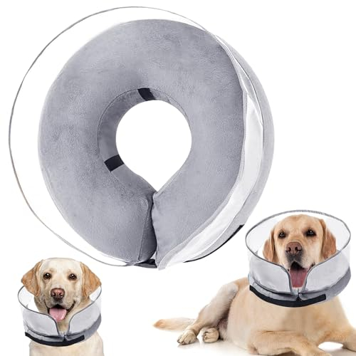 Collare Protettivo Gonfiabile, Collo di Protezione per Animali Domestici, Collare Protettivo Regolabile per Cani con Fibbia, Collar Gonfiabile Collo Ciambella, Collare di Protezione per Cani e Gatti