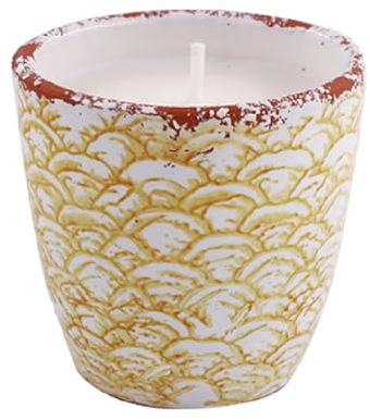 LAMARE - Velas Perfumadas SQUAMIS - Vela Cera Mixta Reciclada - En Recipiente de Terracota - Medidas 11x10 cm - CERABELLA (Mostaza)