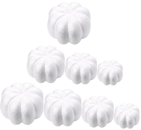STOBOK 1 Satz 8st Foam White Kürbis Künstliche Weiße Kürbisse Formen Realistische, Lebensechte Kürbis-tischdekoration Zubehör Für Minipuppen Handform Belohnung Kind Schaum Graffiti